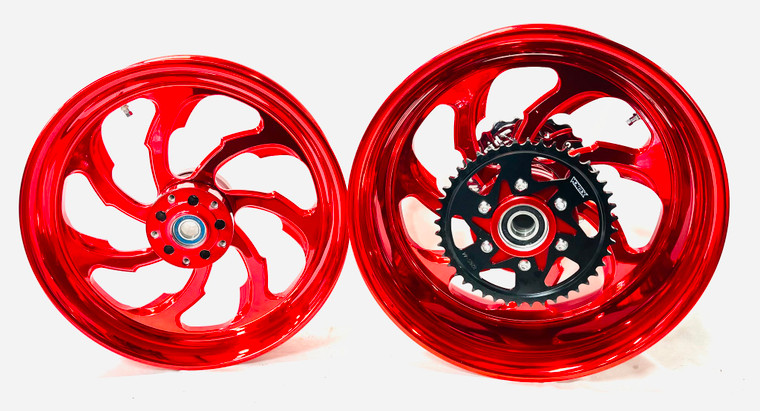 360 FAT TIRE KIT CANDY RED SAMURAI WHEELS CHROME ARM 06-11