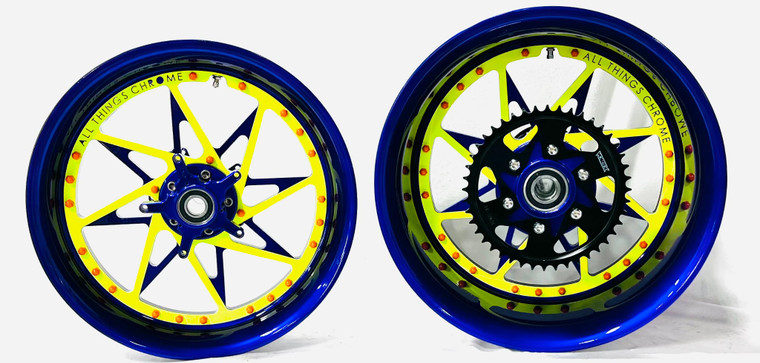 STOCK SIZE PURPLE & NEON SWITCHBACK WHEELS 06-11 KAWASAKI NINJA ZX