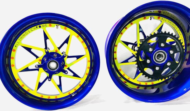 PURPLE　Number14 STOCK SIZE PURPLE & NEON SWITCHBACK WHEELS 12-22 KAWASAKI