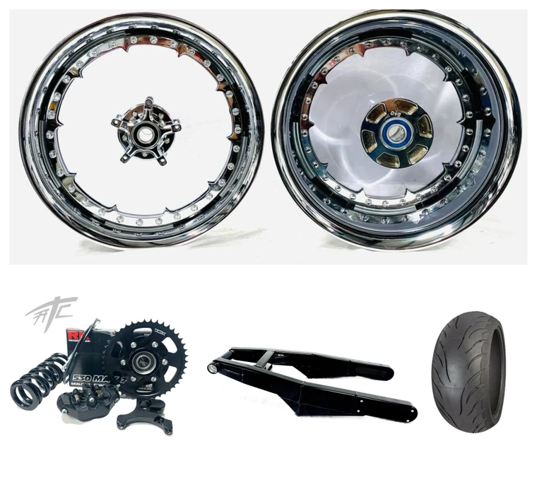 330 KIT CHROME "EVERCLEAR" WHEELS BLACK STEALTH ARM 2022-2024 SUZUKI HAYABUSA