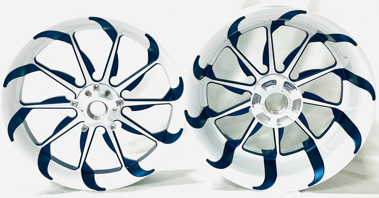 NINJA 330 WHITE & CUSTOM BLUE TORNADO WHEELS 12-22 KAWASAKI NINJA