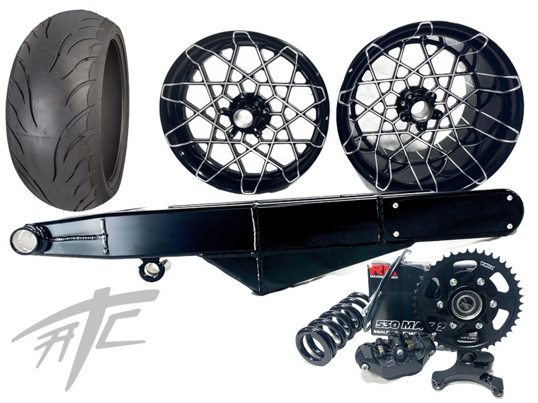 240 FAT TIRE KIT BLACK CONTRAST CUT RONA WHEELS BLACK ARM 06-11 NINJA ZX14