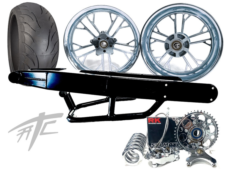 240 FAT TIRE KIT CHROME KILO WHEELS BLACK LOOP ARM 01-05 SUZUKI GSXR 600 750
