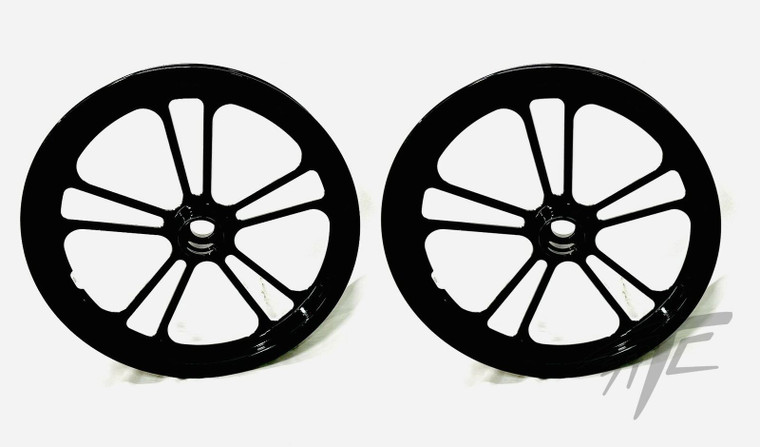 15" Front Drag Racing Wheels - "LINA" - Black Contrast Cut - Set of 2