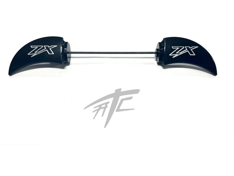 ZX-14 BLACK CONTRAST CUT ZX ENGRAVED FRONT AXLE WINGS 06-11 KAWASAKI NINJA ZX-14