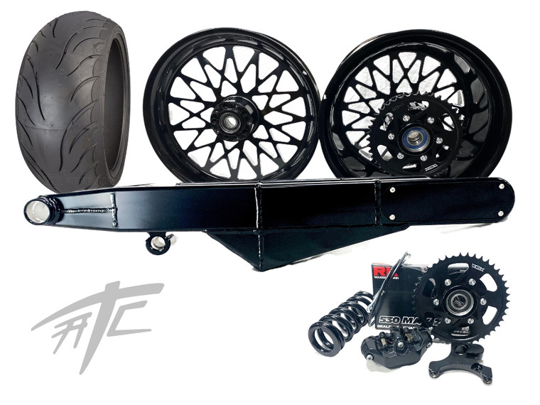 240 FAT TIRE KIT BLACK CONTRAST BANDIT WHEELS BLACK ARM 09-20 SUZUKI GSXR 1000