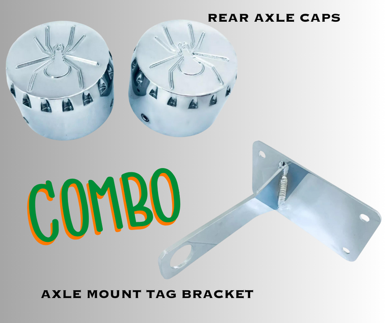 ENGRAVED CHROME REAR AXLE CAPS & AXLE MOUNT TAG BRACKET 15-20 CAN-AM SPYDER F3