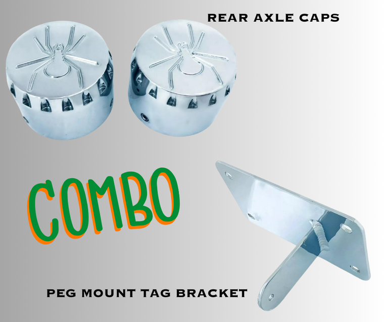 ENGRAVED CHROME REAR AXLE CAPS & PEG MOUNT TAG BRACKET 15-20 CAN-AM SPYDER F3