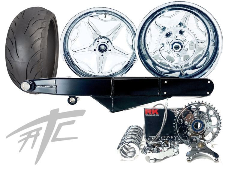 240 FAT TIRE KIT CHROME SPEED STAR WHEELS BLACK ARM 06-07 SUZUKI GSXR 600 750