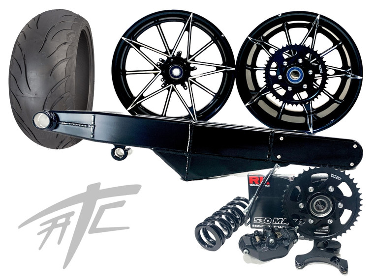 240 FAT TIRE KIT BLACK CONTRAST EMPIRE WHEEL BLACK ARM 12-22 KAWASAKI NINJA ZX14