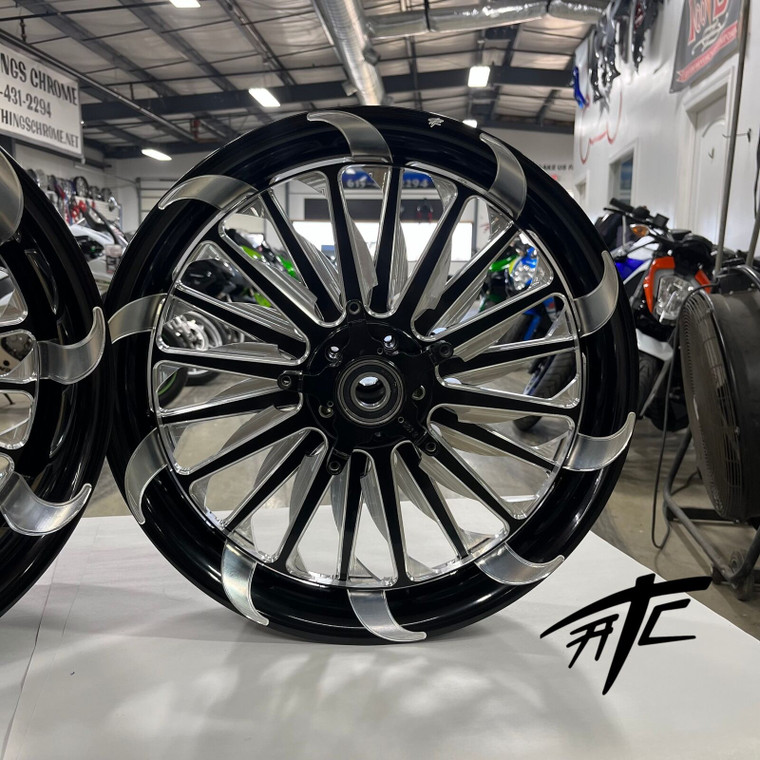 240 FAT TIRE BLACK CONTRAST TORNADO WHEELS SPINNERS 06-11 KAWASAKI