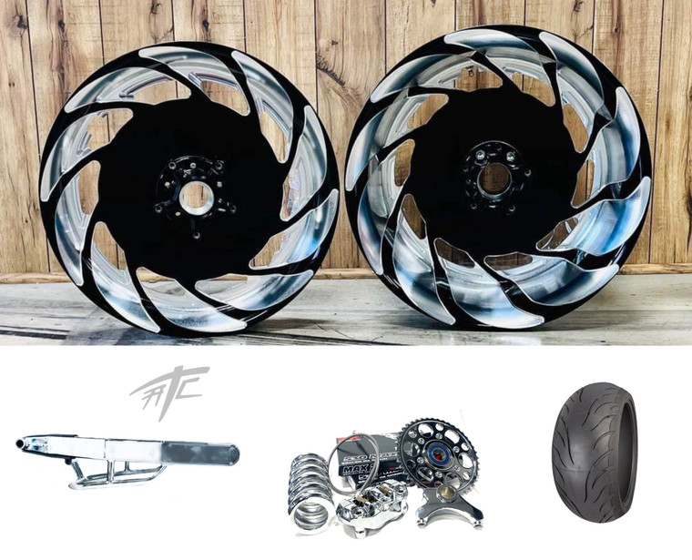 360 BLACK CONTRAST CUT "NINA" FAT TIRE KIT CHROME ARM 01-08 SUZUKI GSXR 1000