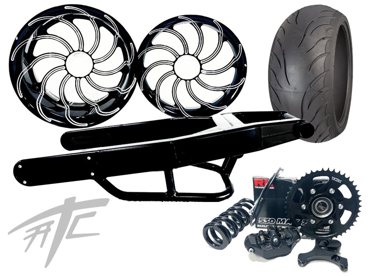 240 FAT TIRE KIT BLACK CONTRAST CHAOS WHEEL BLACK ARM 12-22 KAWASAKI NINJA ZX-14