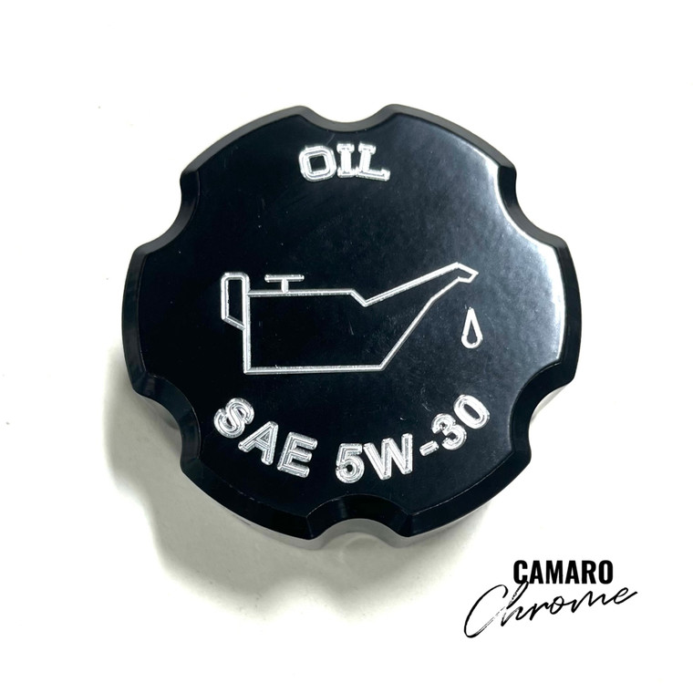 CAMARO BLACK CONTRAST ENGRAVED OIL CAP COVER 2010-2015 CHEVROLET CAMARO