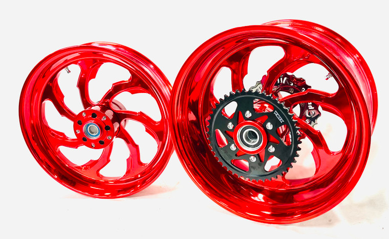 330 FAT TIRE KIT CANDY RED SAMURAI WHEELS CHROME ARM 12-22