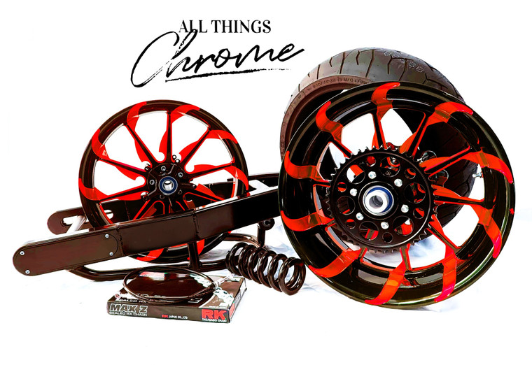 ZX 330 FAT TIRE KIT BLACK AND RED TORNADO WHEELS 2010-2015 KAWASAKI NINJA ZX-10R