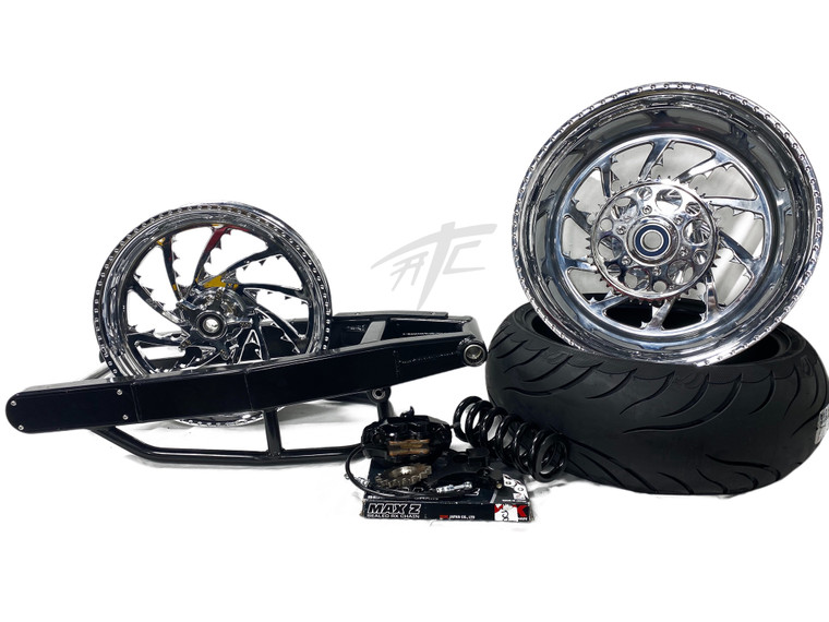 NINJA 240 STEALTH FAT TIRE KIT CHROME PIRANHA WHEELS 06-11 KAWASAKI NINJA ZX-14