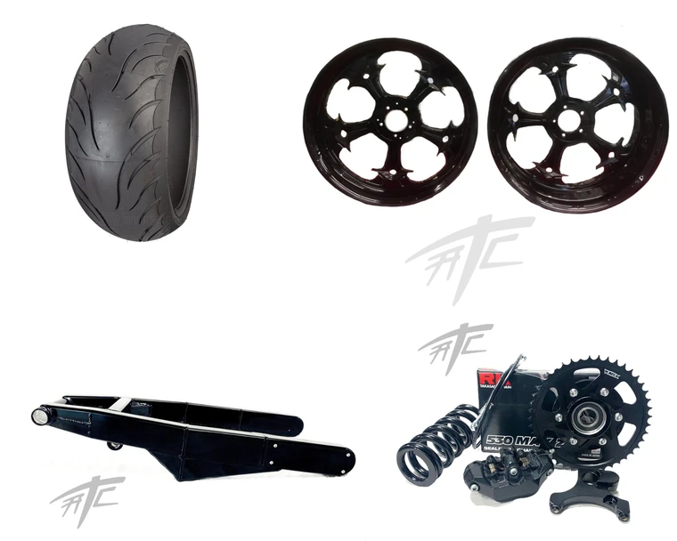 360 OSD KIT SOLID BLACK "STREET FIGHTER" WHEELS BLACK ARM 13-20 SUZUKI HAYABUSA