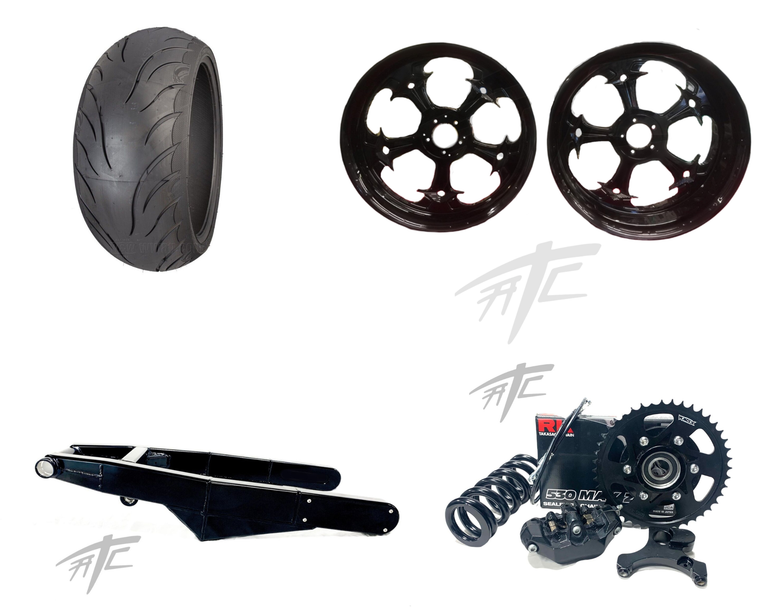 360 OSD KIT SOLID BLACK "STREET FIGHTER" WHEELS BLACK ARM 08-12 SUZUKI HAYABUSA