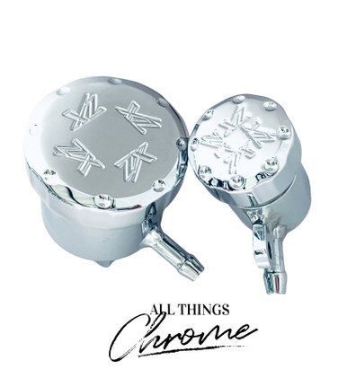 ZX14 ENGRAVED CHROME CLUTCH/BRAKE RESERVOIR & CAPS 2006-11