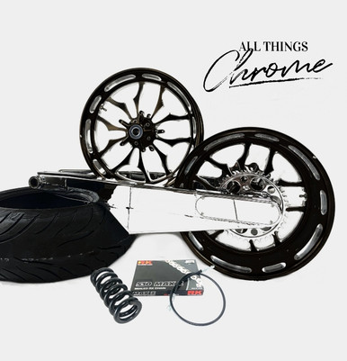 リム NINJA 330 FAT TIRE KIT BLACK & CHROME RECLUSE WHEELS 12-20