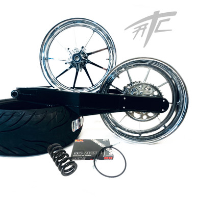 NINJA 240 FAT TIRE KIT CHROME OMNI WHEEL BLACK ARM 12-20 KAWASAKI