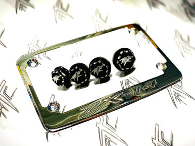 CHROME ZX-14 LICENSE PLATE FRAME W/ BLACK LICENSE PLATE