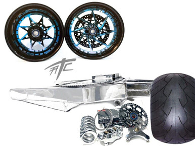 330 FAT TIRE KIT BLACK & BLUE SWITCHBACK CHROME ARM 06-11 KAWASAKI