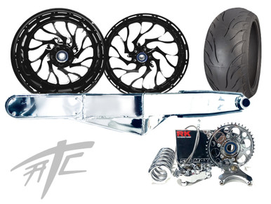 240 FAT TIRE KIT BLACK CONTRAST HELLIAN WHEELS CHROME 12-22