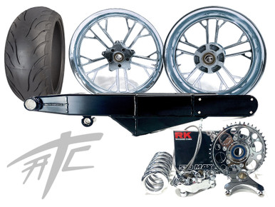 240 FAT TIRE KIT CHROME KILO WHEELS BLACK STEALTH ARM 06-11