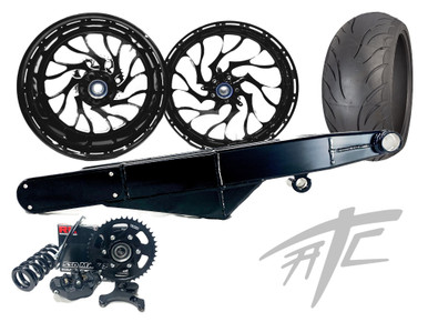 240 FAT TIRE KIT BLACK CONTRAST HELLIAN WHEELS 12-22 KAWASAKI 