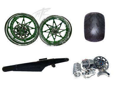 360 FAT TIRE KIT CHROME & GREEN SWITCHBACK BLACK ARM 12-22