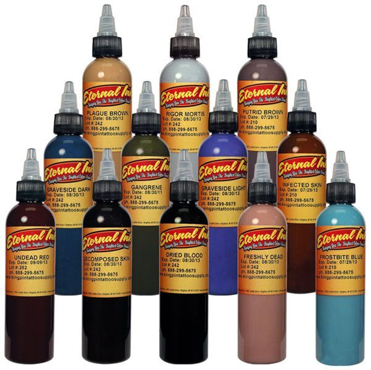 Sample 12 Tattoo Ink Set, Eternal Ink, 1 oz