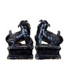 Pair of Black Peking Lion Statues