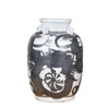 Black Four Loop Handle Jar Twisted Flower Motif