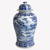 Blue And White Porcelain Temple Jar Blossom Garden With Birds