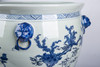 Blue And White Porcelain Magnolia Pheasant Planter Lion Handle - 2 Sizes