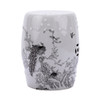 White Garden Stool Black Peacock Motif