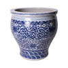 Blue & White Twisted Lotus Bowl Shape Planter - 2 Sizes