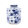 Blue & White Lion Hexagonal Tea Jar