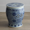 Blue & White Twisted Lotus Drum Stool