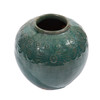 Vintage Dark Green Carved Jar Round