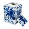 Blue And White Foo Dog Square Porcelain Tea Jar