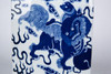 Blue And White Foo Dog Square Porcelain Tea Jar