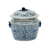 Blue & White Lidded Rice Jar Floral Motif