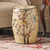 Beige Famille Rose Garden Stool with Magpie Cherry Motif