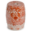 Orange Ceramic Garden Stool W/ Dragon Motif