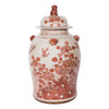 Rustic Maroon Red Flower Bird Temple Jar - 2 Sizes