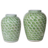 Spring Green Fish Scale Motif Porcelain Jar