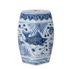 Hexagonal Blue & White Fish Motif Garden Stool